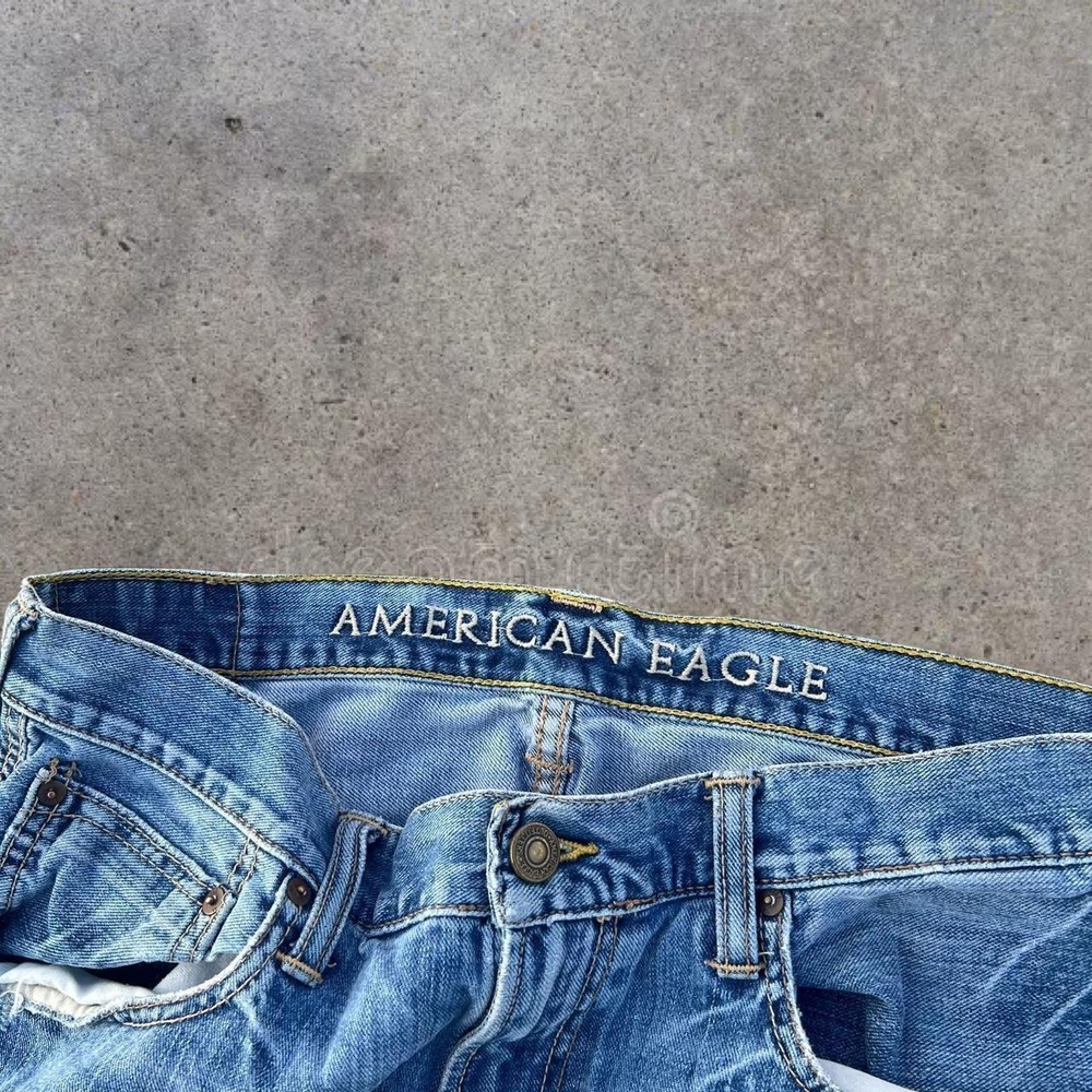 Vintage American Eagle Low Loose Baggy Denim Jeans Blue Y2K Skater Mens 34x32 - Picture 7 of 7
